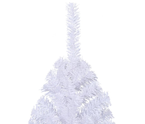 Medio árbol de Navidad artificial con soporte PVC blanco 210 cm