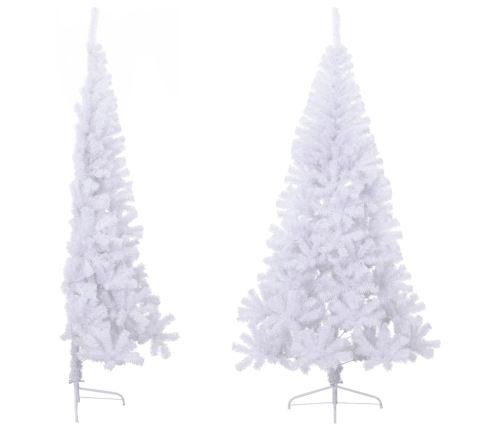 Medio árbol de Navidad artificial con soporte PVC blanco 240 cm