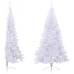 Medio árbol de Navidad artificial con soporte PVC blanco 240 cm