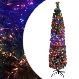 Árbol Navidad estrecho artificial soporte fibra óptica 120 cm