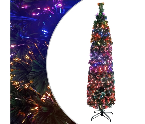 Árbol Navidad estrecho artificial soporte fibra óptica 120 cm