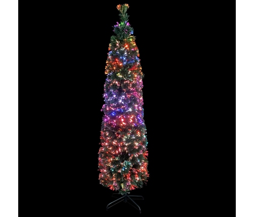 Árbol Navidad estrecho artificial soporte fibra óptica 120 cm