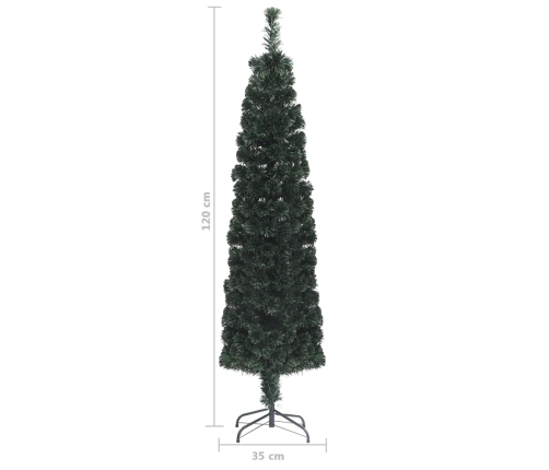 Árbol Navidad estrecho artificial soporte fibra óptica 120 cm