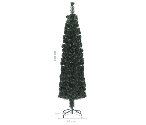 Árbol Navidad artificial estrecho soporte fibra óptica 150 cm