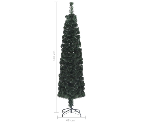 Árbol Navidad estrecho artificial soporte fibra óptica 180 cm