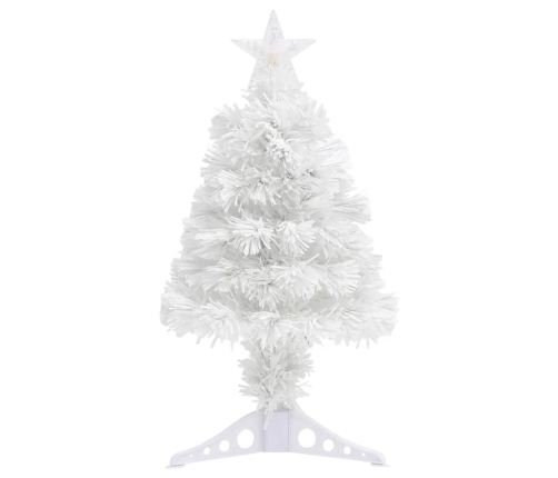 Árbol de Navidad artificial con luces fibra óptica blanco 64 cm