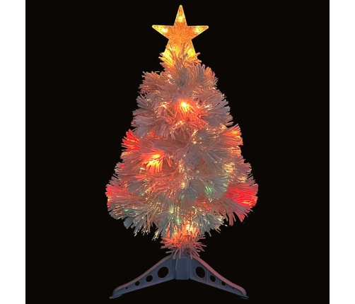 Árbol de Navidad artificial con luces fibra óptica blanco 64 cm