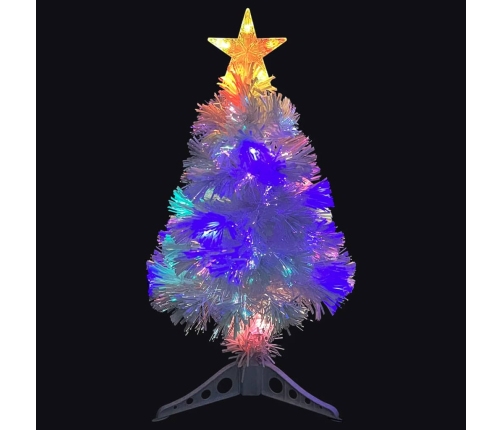 Árbol de Navidad artificial con luces fibra óptica blanco 64 cm