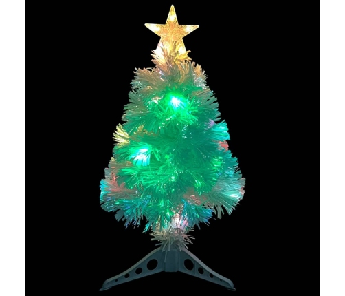 Árbol de Navidad artificial con luces fibra óptica blanco 64 cm