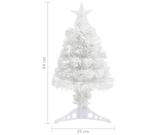 Árbol de Navidad artificial con luces fibra óptica blanco 64 cm