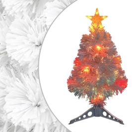 Árbol de Navidad artificial con luces fibra óptica blanco 64 cm