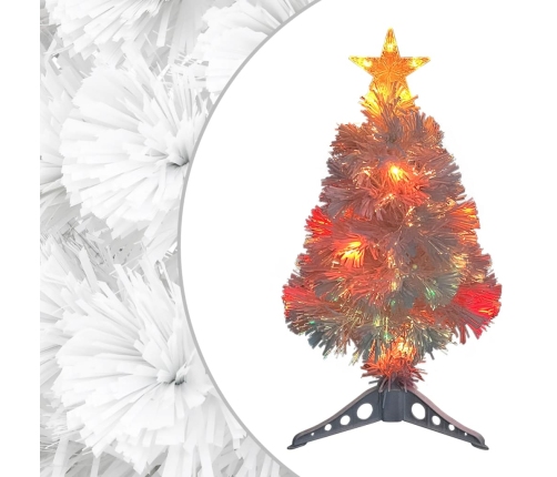 Árbol de Navidad artificial con luces fibra óptica blanco 64 cm