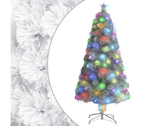 Árbol de Navidad artificial con luces fibra óptica blanco 120cm