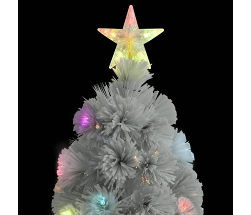 Árbol de Navidad artificial con luces fibra óptica blanco 120cm