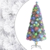 Árbol de Navidad artificial con luces fibra óptica blanco 150cm