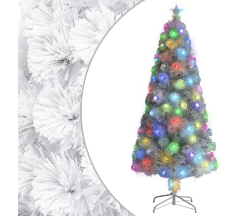 Árbol de Navidad artificial con luces fibra óptica blanco 150cm