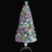 Árbol de Navidad artificial con luces fibra óptica blanco 150cm