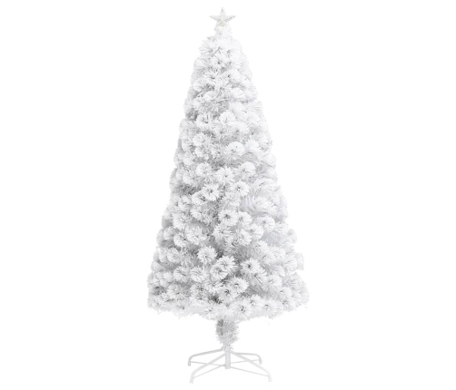 Árbol de Navidad artificial con luces fibra óptica blanco 150cm