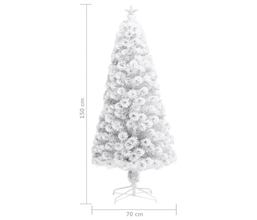 Árbol de Navidad artificial con luces fibra óptica blanco 150cm