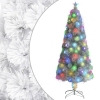 Árbol de Navidad artificial con luces fibra óptica blanco 180cm