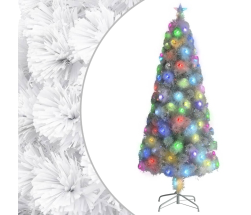 Árbol de Navidad artificial con luces fibra óptica blanco 180cm