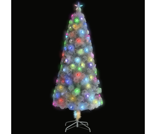 Árbol de Navidad artificial con luces fibra óptica blanco 180cm