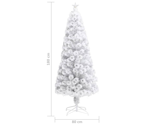 Árbol de Navidad artificial con luces fibra óptica blanco 180cm