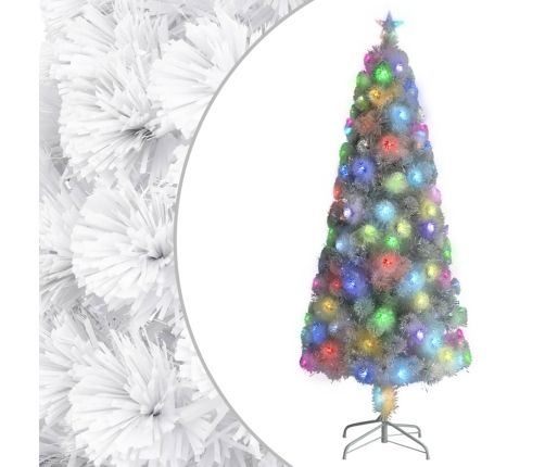 Árbol de Navidad artificial con luces fibra óptica blanco 210cm