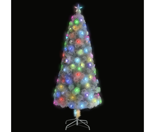 Árbol de Navidad artificial con luces fibra óptica blanco 210cm