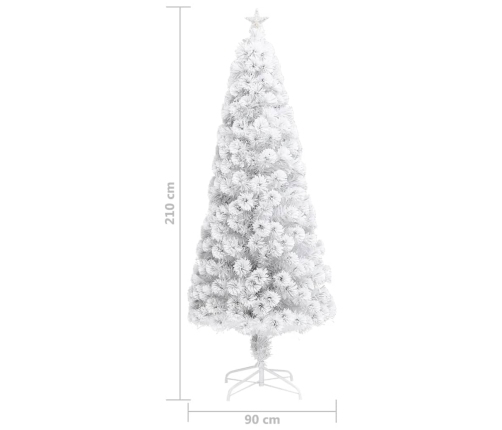 Árbol de Navidad artificial con luces fibra óptica blanco 210cm