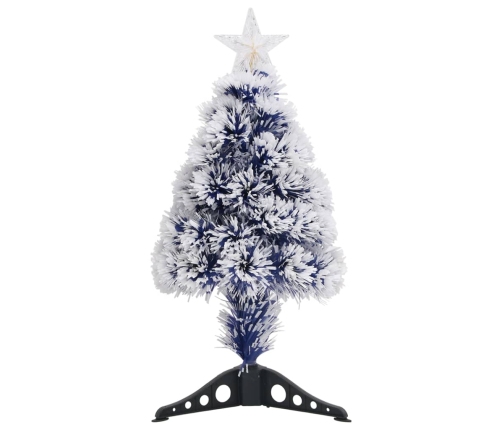 Árbol de Navidad con luces fibra óptica blanco y azul 64 cm