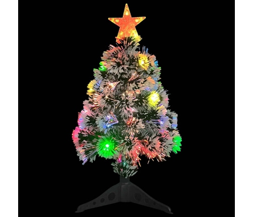 Árbol de Navidad con luces fibra óptica blanco y azul 64 cm