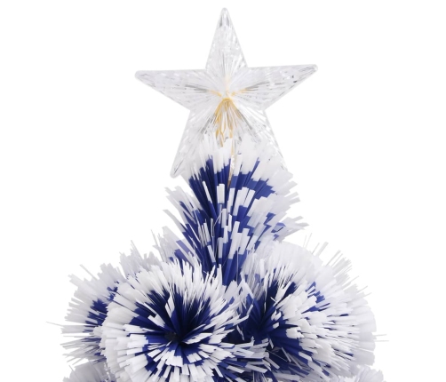 Árbol de Navidad con luces fibra óptica blanco y azul 64 cm