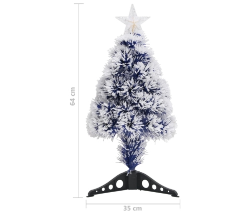 Árbol de Navidad con luces fibra óptica blanco y azul 64 cm