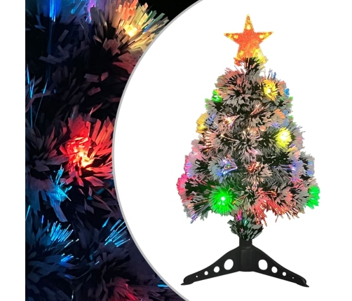 Árbol de Navidad con luces fibra óptica blanco y azul 64 cm