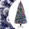 Árbol de Navidad con luces fibra óptica blanco y azul 120 cm