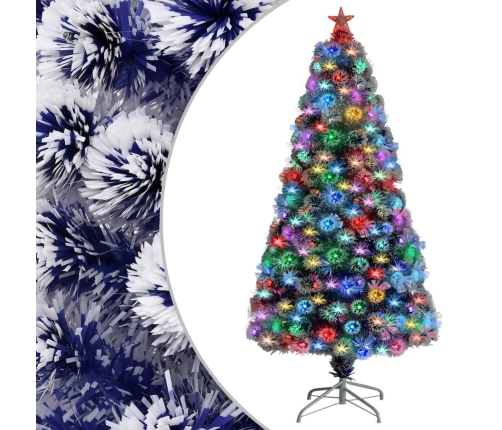 Árbol de Navidad con luces fibra óptica blanco y azul 120 cm