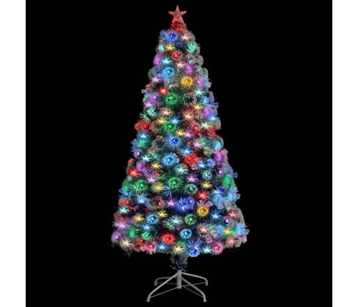 Árbol de Navidad con luces fibra óptica blanco y azul 120 cm