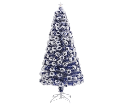 Árbol de Navidad con luces fibra óptica blanco y azul 120 cm