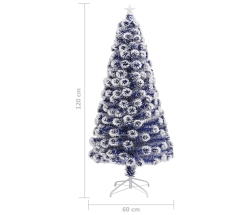 Árbol de Navidad con luces fibra óptica blanco y azul 120 cm