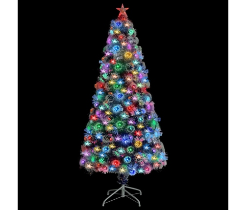 Árbol de Navidad con luces fibra óptica blanco y azul 150 cm