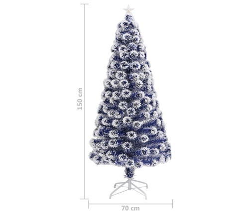 Árbol de Navidad con luces fibra óptica blanco y azul 150 cm