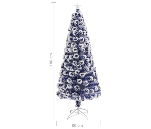 Árbol de Navidad con luces fibra óptica blanco y azul 180 cm