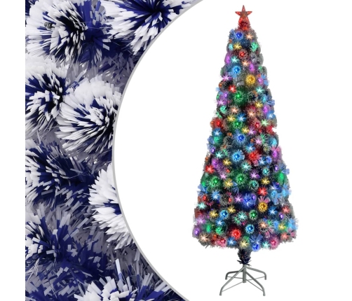 Árbol de Navidad con luces fibra óptica blanco y azul 240 cm