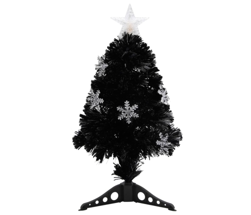 Árbol de Navidad artificial y soporte negro fibra óptica 64 cm