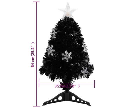 Árbol de Navidad artificial y soporte negro fibra óptica 64 cm