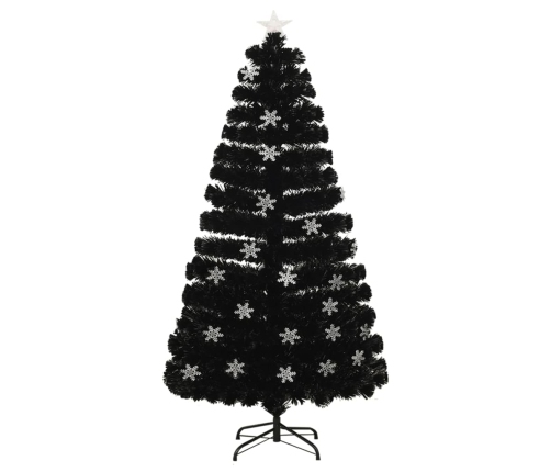 Árbol de Navidad copos de nieve LED fibra óptica negro 120 cm