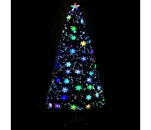 Árbol de Navidad copos de nieve LED fibra óptica negro 120 cm