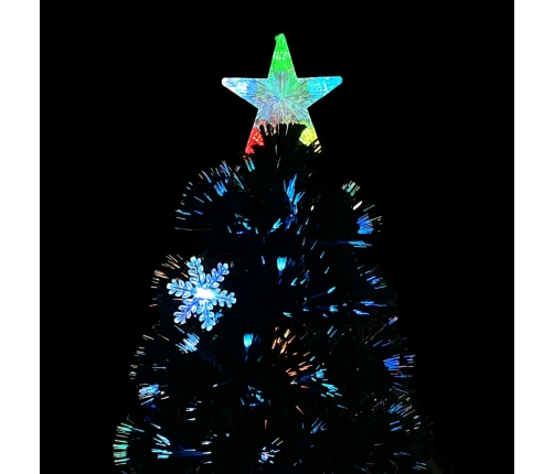 Árbol de Navidad copos de nieve LED fibra óptica negro 120 cm