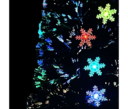 Árbol de Navidad copos de nieve LED fibra óptica negro 120 cm